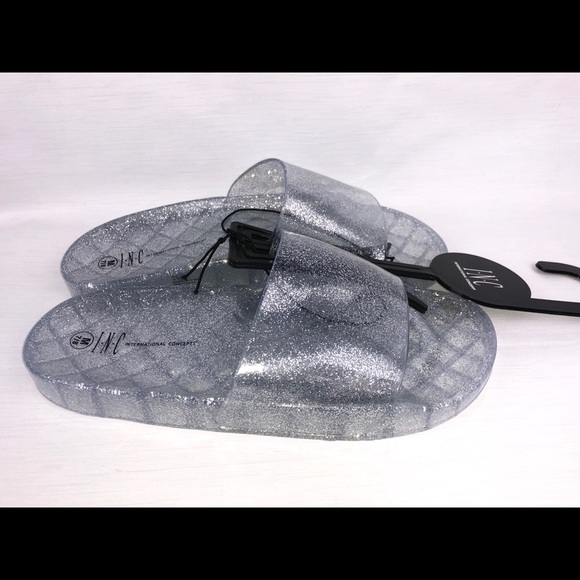 INC International Concepts - Clear Glitter Slides - Picture 4 of 5